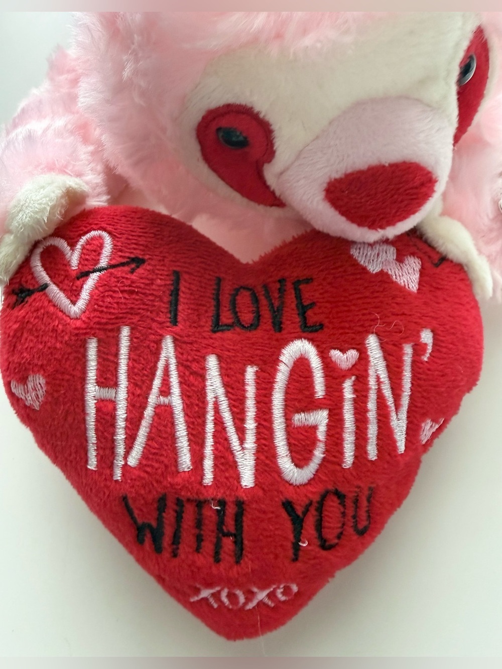 GANZ Pink Plush Bunny with Red Heart Accent